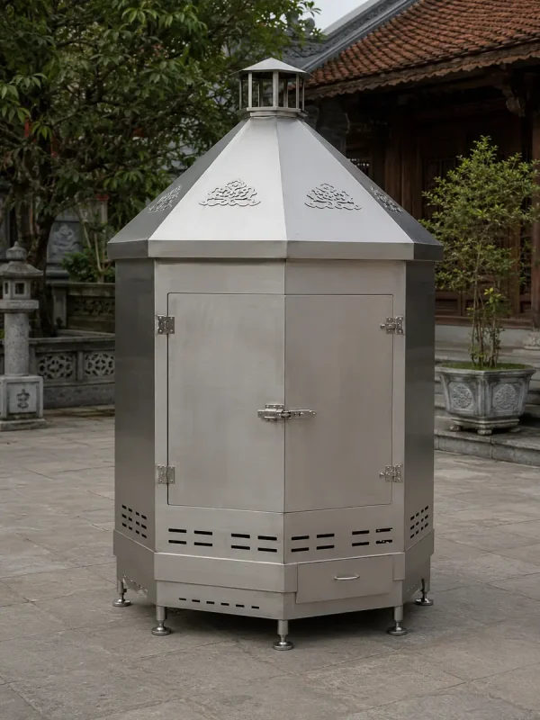 Phối cảnh lò hóa vàng kích thước lớn dáng bát giác inox 304