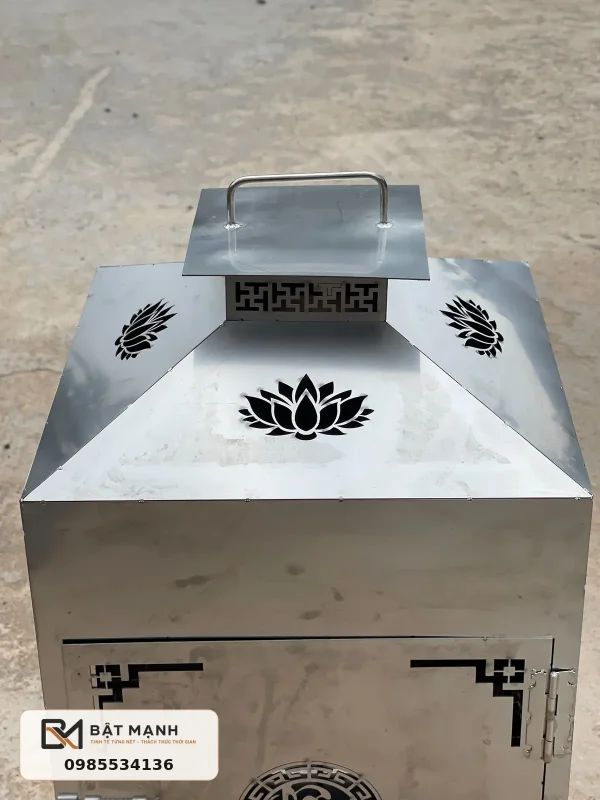 Chi tiết mái lò inox 304 hoa văn sen