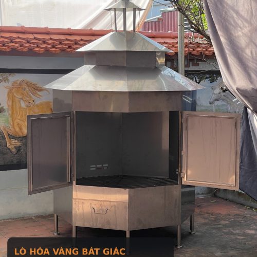 Lò hóa vàng inox 304 loại lớn cửa mở 107 × 180 cm – Bật Mạnh Lò hóa vàng bát giác inox 304 cỡ lớn mở hai cánh cửa, ngang 107 cm, cao 180 cm